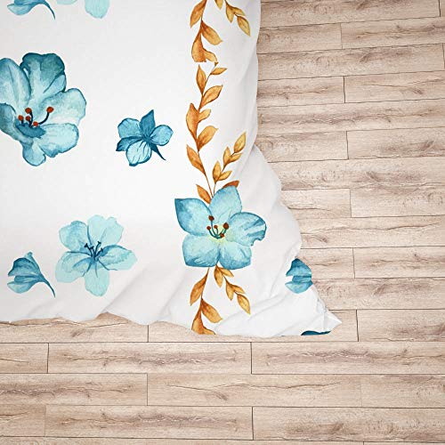Housse de couette fleurs aquarelle durable et sans repassage pour lit simple