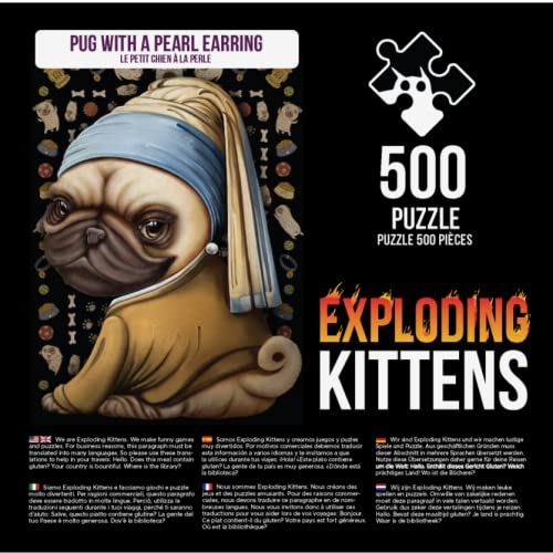 Pug with a Pearl Earring Jigsaw Puzzle by Exploding Kittens, 500 Pieces, Ideal for Adults Teens, and Kids - Image 2