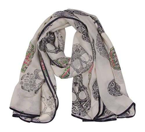Sugar Sugar Skull Thin Wrap, Beige