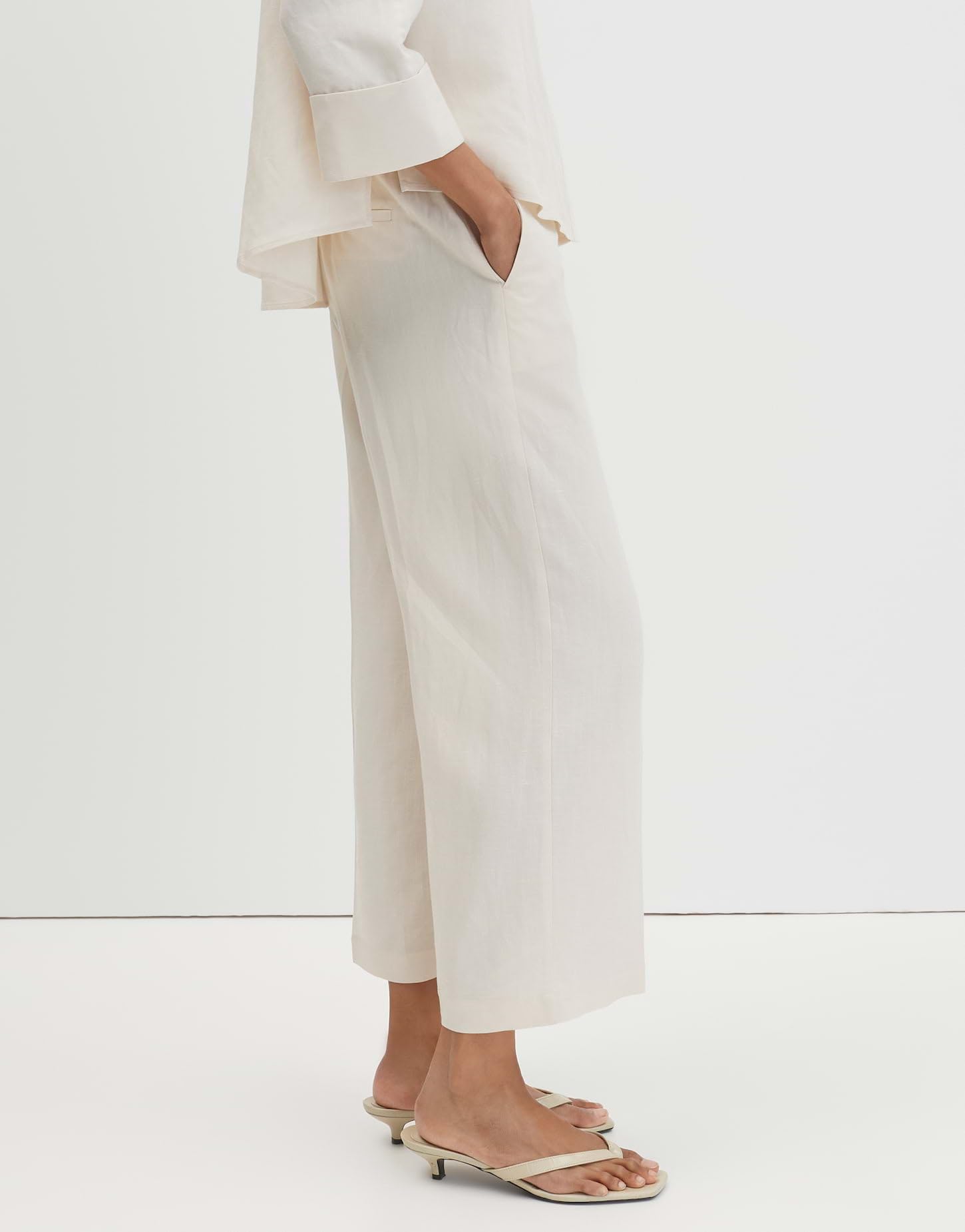 someday Damen Culotte | CELINO Cropped Linen Culotte aus Viskose Leinen Mix
