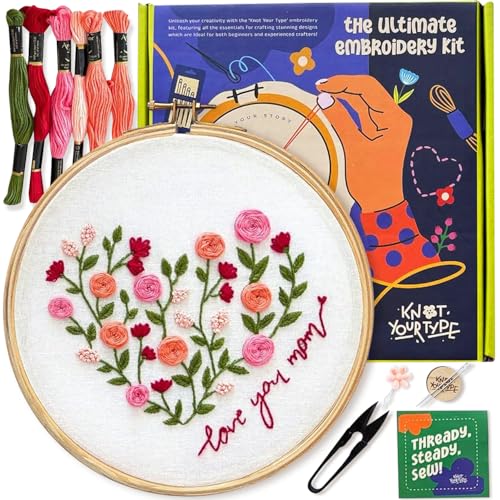 Image of KNOT YOUR TYPE Mothers Love DIY Embroidery Kit | Hand Embroidery with All Stitching Materials | Perfect Art & Craft Gift Set, Stitching Kit for Adults