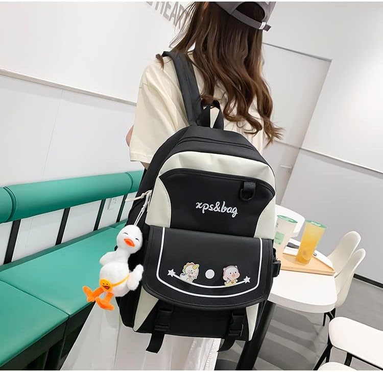 Miniatura 3 de CYee Four-piece Set Kawaii Daypack with Cutecore Pendant Aesthetic School Backpack Bags Fairycore Travel Commuter Bag (Green)