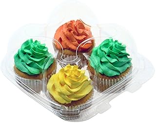OccasionWise Clear Cupcake Boxes with 4 Compartments | Durable Large Cup Cake Container/Holder
