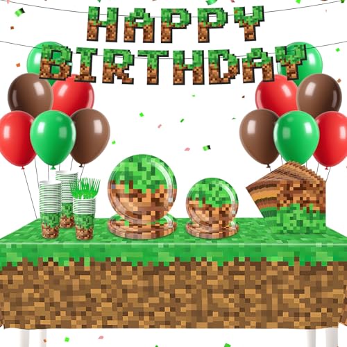 134-Piece Pixel Birthday Party Supplies