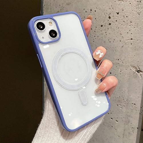 Coque induction iPhone 14 Pro transparente avec pare-chocs bleu