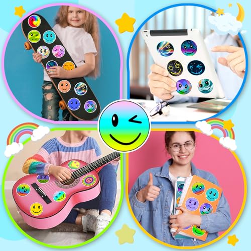 Aufkleber 100 Stück Lächeln Gesicht Sticker Set, Cute Belohnungssticker Kinder, Wasserdicht Vinyl Aufkleber, Sticker für Laptop Kindle Trinkflasche Tagebuch Brotdose Scrapbook Journal Koffer Heft usw
