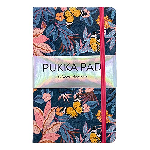 Pukka Pad Bloom Softcover Pad Notebook – 21 x 13cm – Pack of 3 Floral Designs, Blue