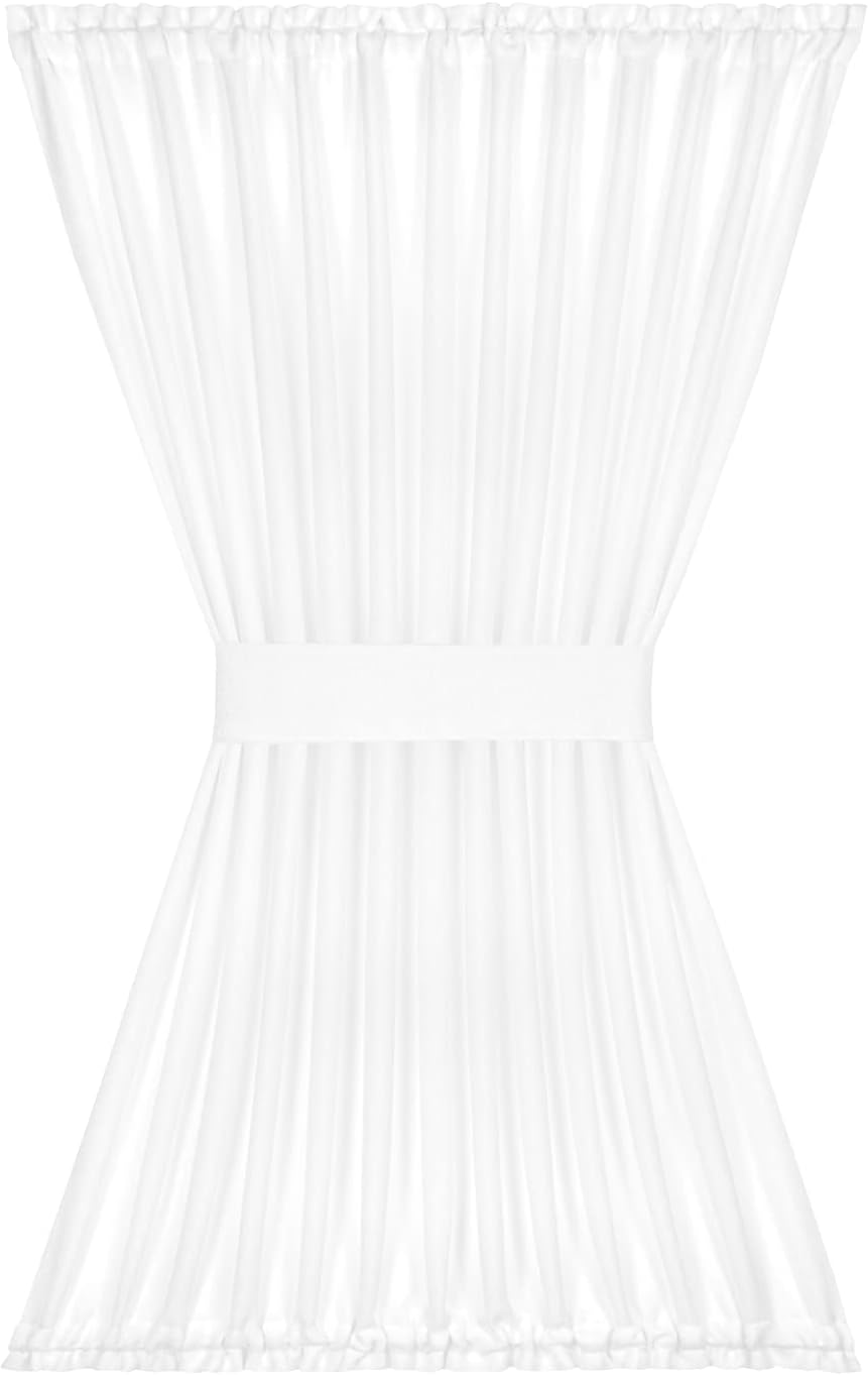 ACHIM Home Furnishings Darcy Rod Pocket Door Panel with Tieback, 54" x 40", White