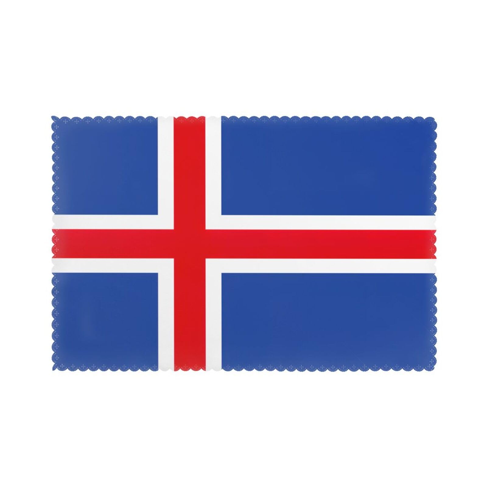 Flag of Iceland Print Placemats for Dining Table Set of 6 12x18 Inch Table Mats for Party Kitchen Dining.