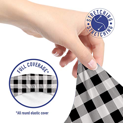 Lunarable Plaid Office Chair Slipcover, Monochrome Traditional Lumberjack Pattern Repating Checkered Squares Design, Protective Stretch Decorative Fabric Cover, Standard Size, Black Grey #TOP4