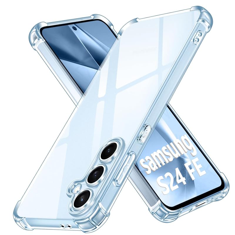 Image of Lustree Back Cover Transparent Case Compatible with Samsung Galaxy S24 FE | Clear + TPU Case with 4 Corner Air Cushion Protection & Camera Protection | Slim& Stylus Cover