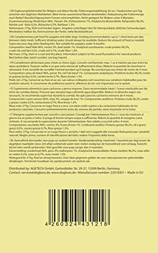 DOGBOSS 100% Natur Kauknochen Hundeknochen speziell für Welpen ab der 16. Lebenswoche & Seniorhunde, Rinderhaut mit Pansen, 5 Stück 12 cm
