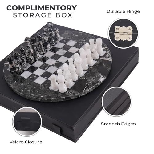 Juego de Ajedrez de Mármol con Caja de Almacenaje Portátil miniatura 5