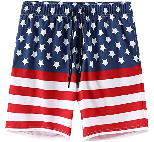 Hodo Mens Swimsuit Trunks 9" Quick Dry Swim Shorts Bathing Suit (Large, American Flag) #TOP3