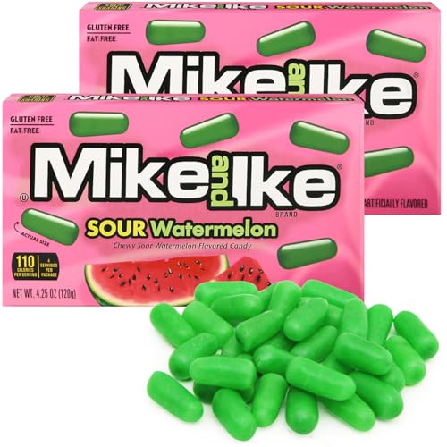 Image of Mike and Ike Sour Watermelon Candy, 2 Pack of Movie Theater Candy Boxes 4.25 OZ Each, Ideal Mike and Ike Candy for Your Favorite Films, Perfect Theater Box Candy for Sharing with Friends