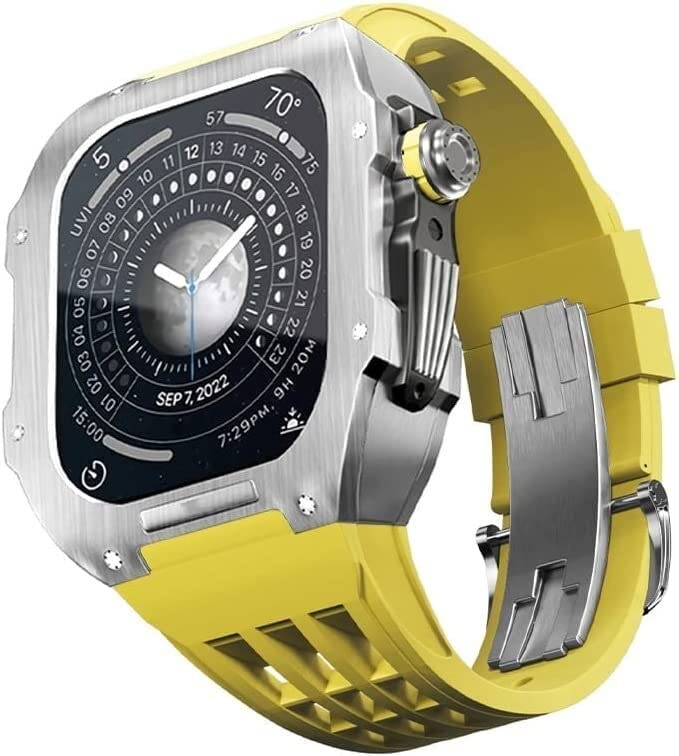 Correa de acero inoxidable para Apple Watch 45mm y 44mm con bisel