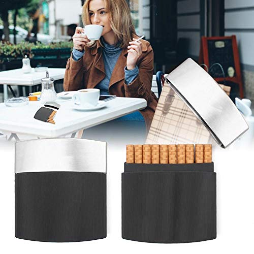 Chirsemey Étui à cigarettes en métal pour 10 cigarettes  Boîte à cigarettes ultra fine design courbe en acier inoxydable métal étui à cigarettes portable en Applied