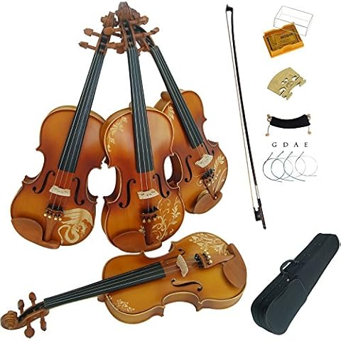 Aliyes Solid Wood Violins Full Size 4/4 Violin Kit For Beginners With Case,Shoulder Rest,Bow,Rosin,Extra Bridge And Strings(ALDH-004) Cover