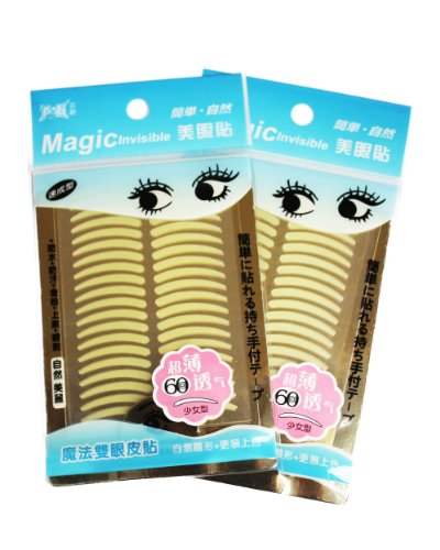 MAGIC Invisiblepretty size (M) - Augenlidliftig ohne OP [2x60Paar] - Augenlidklebeband, Schlupflider Stripes im Doppelpack