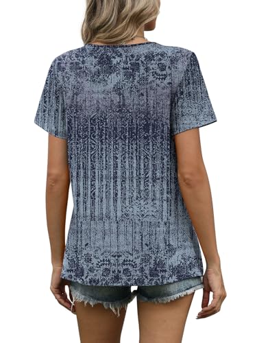 Image of WIHOLL Women T Shirts Pleated Short Sleeve Tops Business Casual Blouses | Loose Fit, Dressy Casual, Trendy 2026, Flowy, Boho