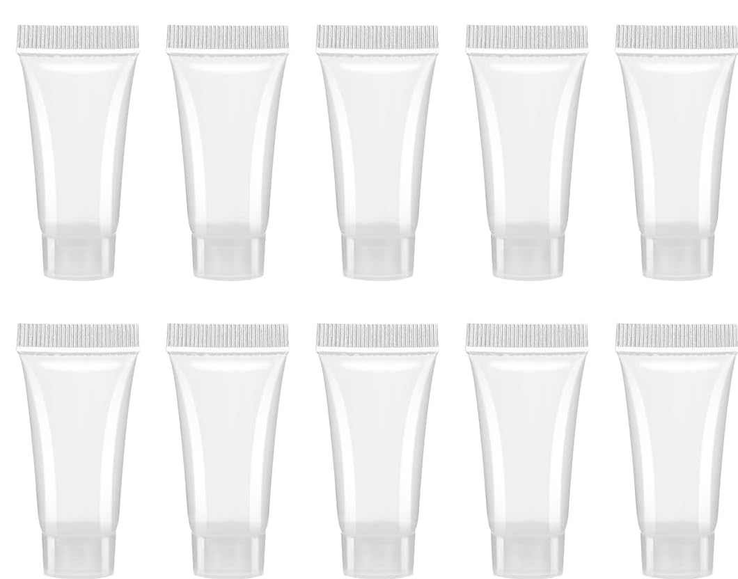 10 Pcs Clear Tubes Bottles Refillable Empty 5ML Portable Travel Tubes Empty Squeezable Containers for Sample Travel Essential Shampoo