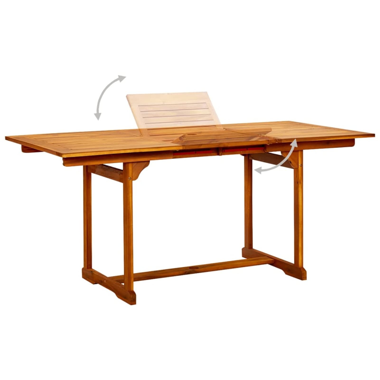 IKAYAA Conjunto de Jardín de Madera de Acacia Comedor de Exterior Incluye 1 Mesa y 4 Sillas Plegable y Respaldo Ajustable en 5 Niveles para Terraza Patio #4