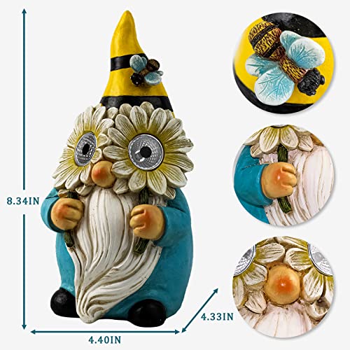 Eptuega 8.34 Inch Gnomes Garden Statue, Resin Sunflower Statues Gnome Figurine Solar Outdoor Decorations Art Sculpture For Patio Yard Lawn Garden Decor Lawn Ornaments Gnomes Gifts #TOP1