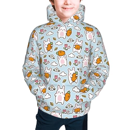 Cute Rabbit Hold Carrot Kid Hoodies Boys Sweatshirts Girls Pullover with Pocket3