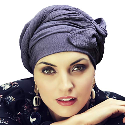 Boho Spirit Wandlungsfähiger Turban in Kreppgewebe für die Moderne, unkonventionelle Frau - Sapphire (Lila) Cover