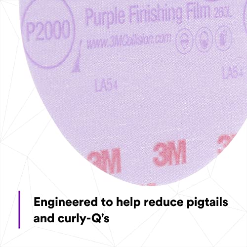 Image of 3M Hookit Purple Finishing Film Abrasive Disc 30666, 6 in, 2000+ Grade, 50 Pack, Clear Coat Sanding, Paint Finishing, Defect Removal, Long Lasting