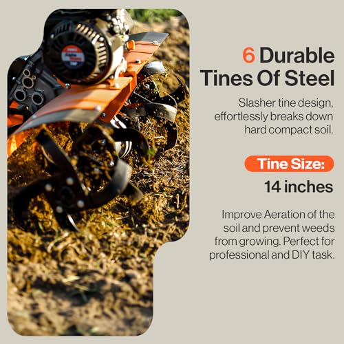 Image of SuperHandy Tiller Cultivator, 7HP 209cc, Soil Tiller, Use Case Focus