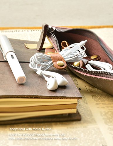Caillu Cord Organizer,Cord Keeper,Cable Organizer Usb Holder,Cable Management,Cable Straps,Earbud Case,Wrap Headphone,Headset Winder,Phone Earphone Clips Ties,Tiny Leather Gifts Gadget 5 #TOP7