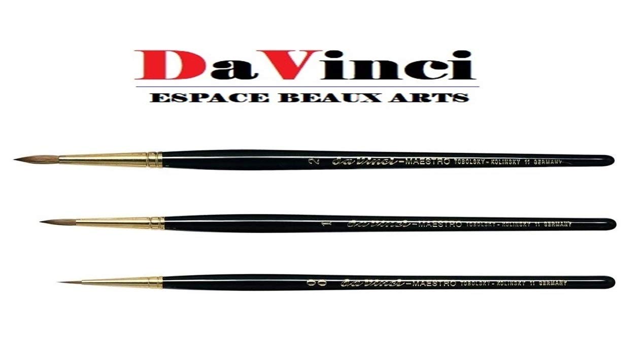 Da Vinci Series 11 Maestro, pinceaux Aquarelle Ronds, martre Kolinsky, touffe en Forme Anglaise,Lot de 3. NO° 2/0, 1, 2 Fabriqué en Allemagne