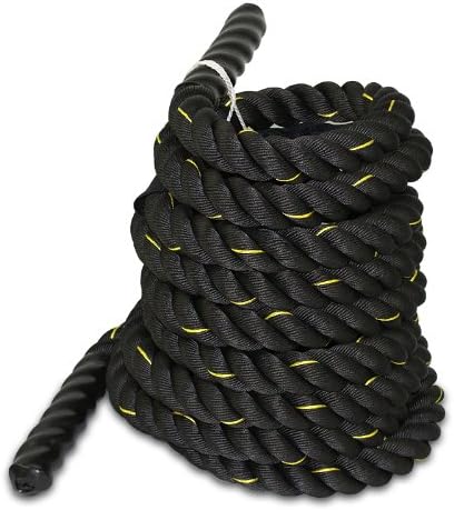 SUPER DEAL Battle Exercise Training Rope 1.5" Poly Dacron 30ft Jump Rope Workout Training Undulation Rope Fitness Rope (1.530 Black)