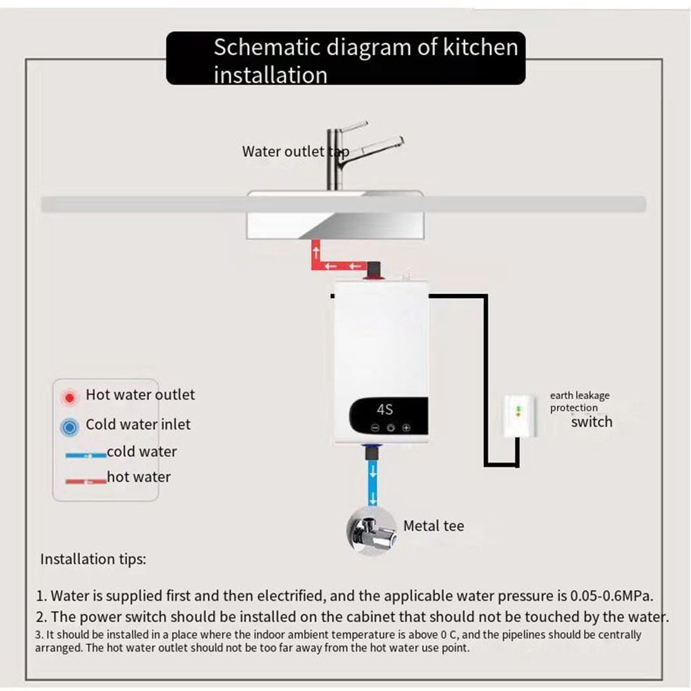 Calentador de agua eléctrico de 4500 W - Calentamiento rápido instantáneo, pequeño calentador de agua eléctrico, temperatura constante, enchufe de la UE, fácil instalación, fácil de usar