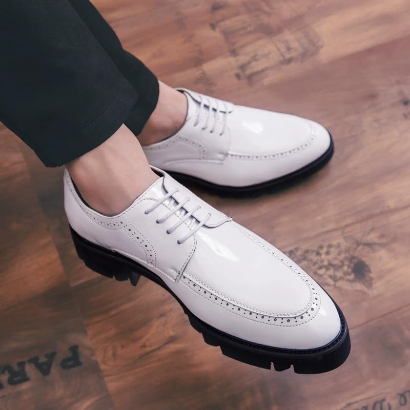 Men's British Style Lace-Up Platform Leather Oxfords Business Casual Dress Shoes2