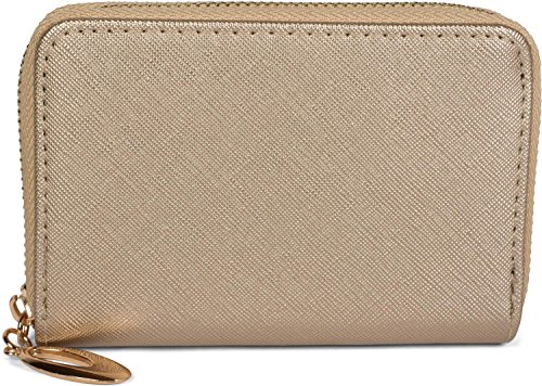 Preisvergleich Produktbild styleBREAKER kleine Geldbörse mit glänzender Oberfläche und Struktur Muster, Reißverschluss, Portemonnaie, Damen 02040103, Farbe:Gold
