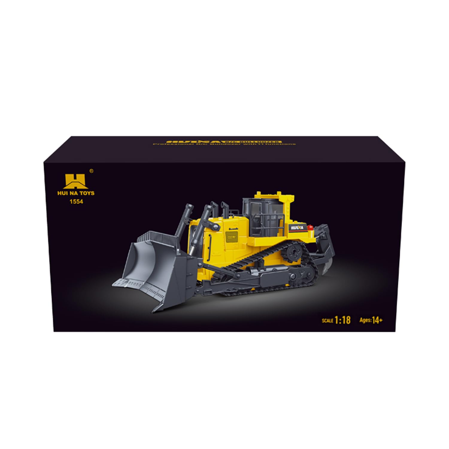 HUINA 1/16 Elettrico Telecomando Bulldozer 1554 RC Apripista Modello Finito Metallo Ripper Luce Effetto Batteria Pronto a funzionare