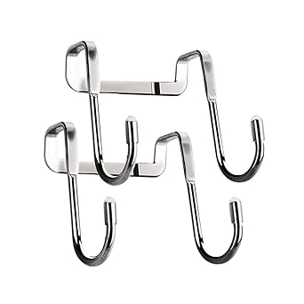 N3XISM_STUDIO Over The Door Hooks, 2 Pack Shower Hooks Towel Hanger for Glass Door, Towel Hooks for Kitchen Bathroom Cabinets Cupboards, Stainless Steel Utility Hooks Fitting Wide and Thin Doors