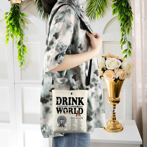 WCGXKO Drinking Around the World Crossbody Bag Drinking Squad Gift Food and Wine Festival Gift Epcot Food And Wine Gift4
