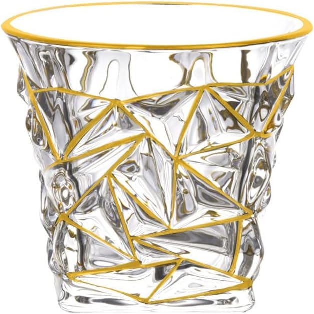Hand-painted Gold Whisky Glass Set Engraved Wine Glass Crystal Glass Brandy Glass(D)