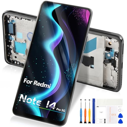 Para Xiaomi Redmi Note 14 Pro 5G Pantalla LCD para Redmi Note 14 Pro 5G Pantalla LCD 24090RA29G Pantalla Táctil Digitalizador Asamblea con Reparación Kit (Negro con Marco)