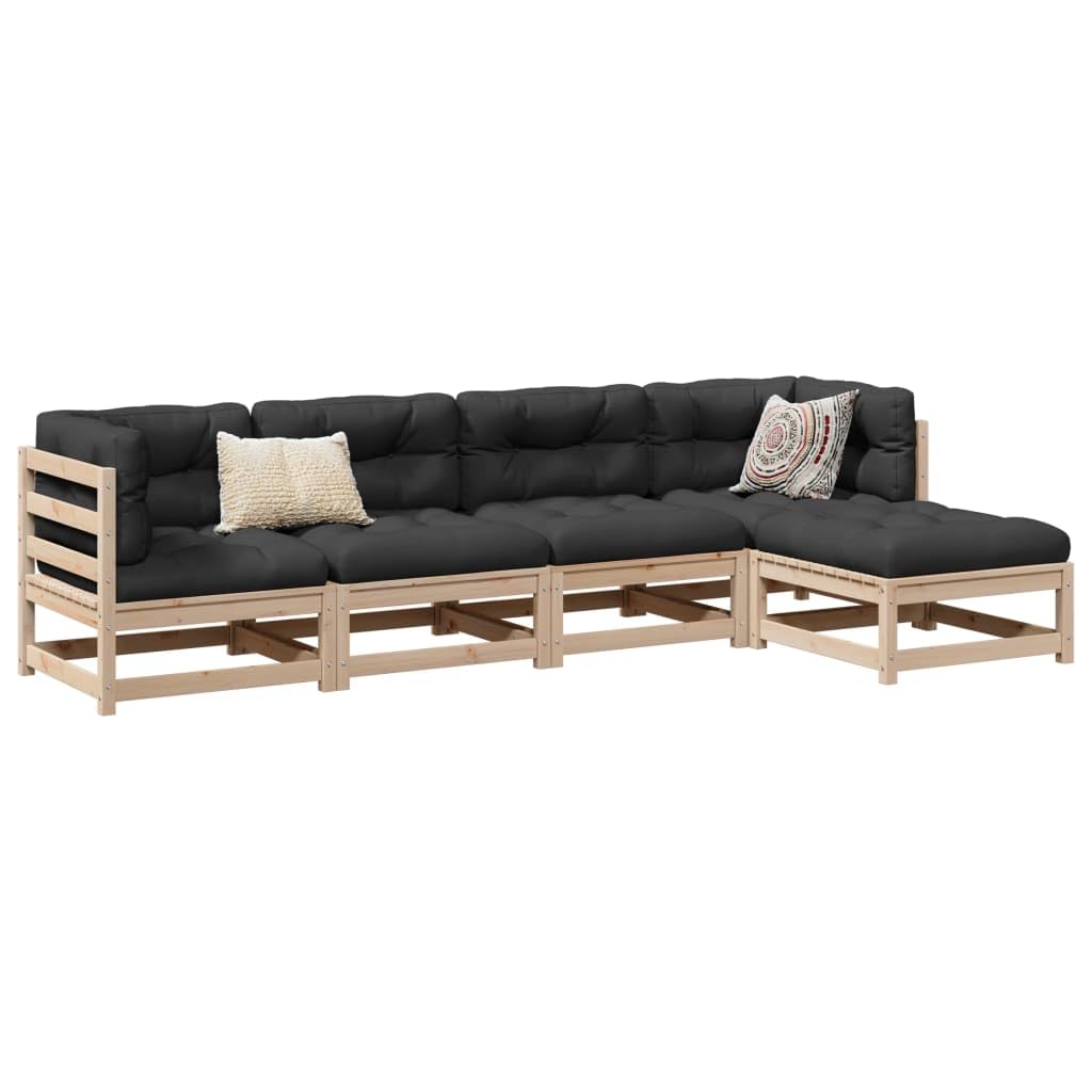 Canapé de jardin modulaire en pin massif haut de gamme pour terrasse et véranda