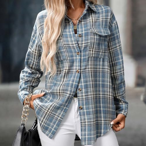 Turtle Neck Coats for Women Fall Winter Long Sleeve Plaid Jackets Shacket Coats Women 20254