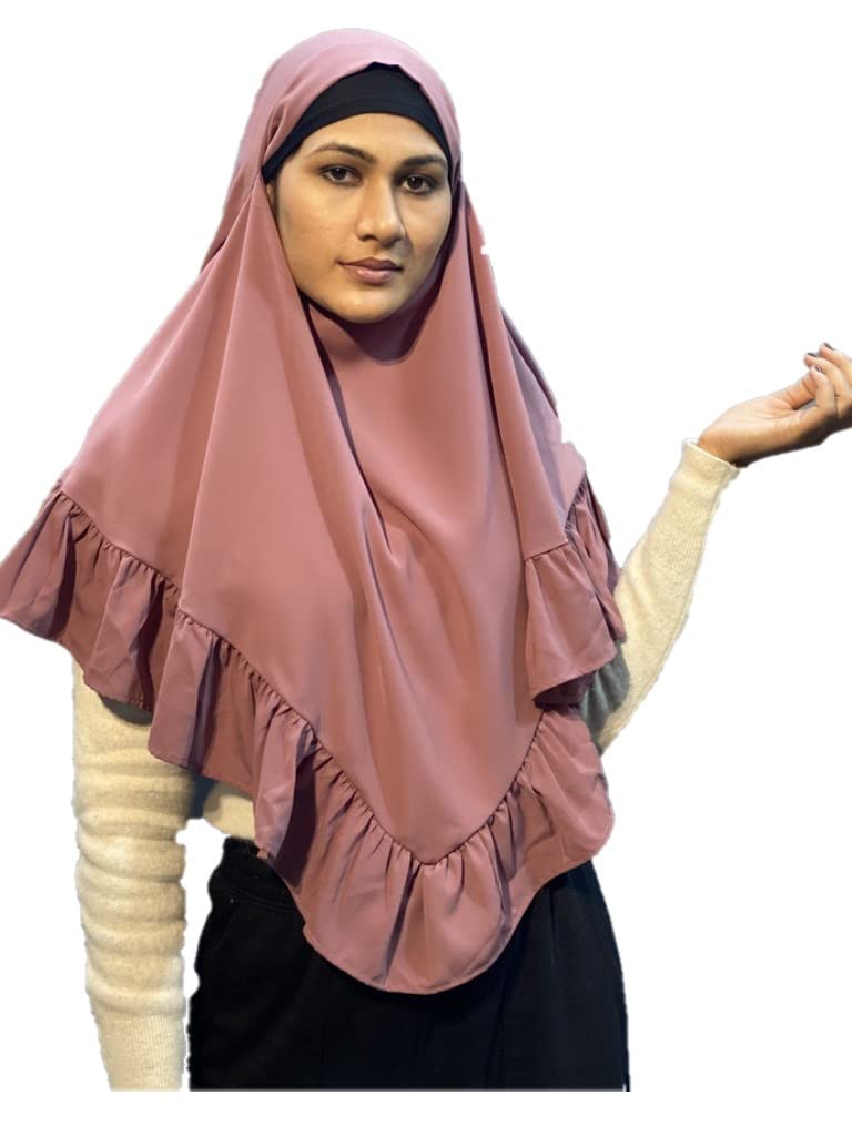 nazneen Triangle All-Around Frill tie at Back Head Ready to wear Hijab cun Naqab Mauve Pink-picture-38
