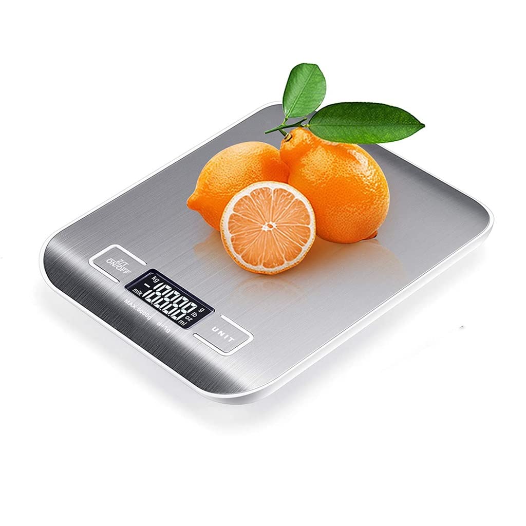 5kg/1g/0.1oz Rechargeble Scale Digital Food Accuracy Measuring LCD Display Stainless Steel