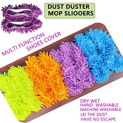 4 Pairs (8 Pieces) Mop Slippers Shoes Cover Dust Duster,Multi Function Reusable Microfiber Dust Mops,Floor Cleaning Shoes For Bathroom,Office,Kitchen,House Polishing Cleaning #TOP7