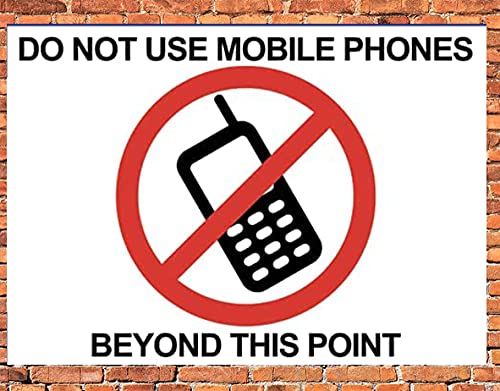 Chicbanners Sticker Notice Sign Do Not Use Mobile Phones Beyond This Point No Mobile Phone A4 Warning Safety Sign Self Adhesive Gloss Sticker A4 297mm x 210mm