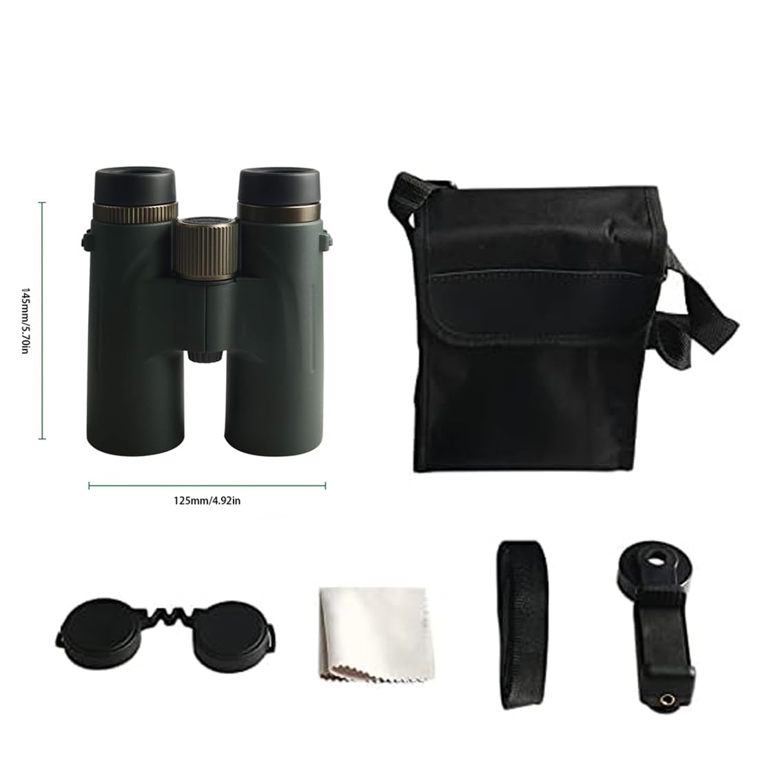 Binocolo 12 X 42, Binocolo Ad Alte Prestazioni Per Adulti, Antiappannamento E Impermeabile, Perfetto Per Birdwatching, Viaggi, Osservazione Delle Stelle, Caccia E Concerti (Verde)