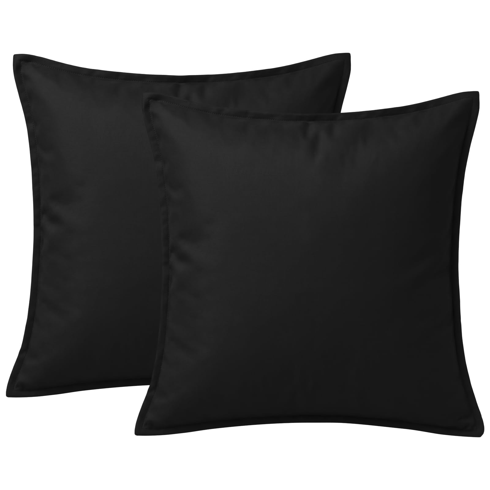 2 Pack Waterproof Outdoor Garden Scatter Cushions 60x60cm, Filled Seat Cushion Pads with Hollowfibre Filling & Invisible Zip, Decorative Throw Pillows 24"x24" for Rattan Sofa, Patio (Black)